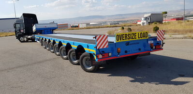 GT LOWBED SEMI TRAILERS which is knows also low loader and can carry heavy loads , excavators , construction machines, transformer, generator , cranes , caravans , army tanks and different kind of big machines. Lowbed Semi Trailers can be produced between 2 axles to 8 axles and loading capacity starting from 20 Tons to 180 Tons , rear or front loading Lowbed Trailers and platform as customer demand with different kind of specification according to demand. Self steering axles, hydraulic auto remote control axles, pool type chassis, Low bed Trailers hydraulic ramp, platform type chassis can be used in different kind of Low bed trailer